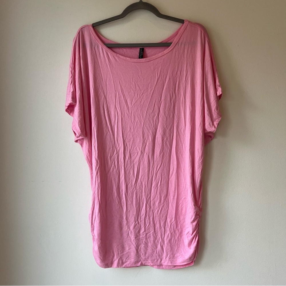 Made by Johnny Pink Dolman Sleeve Tunic Top Women’s XL Ruched Modal Stretch
